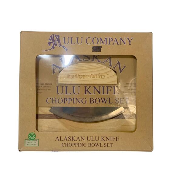 New BIG DIPPER CUTLERY Alaskan Ulu Knife Chopping Bowl Set